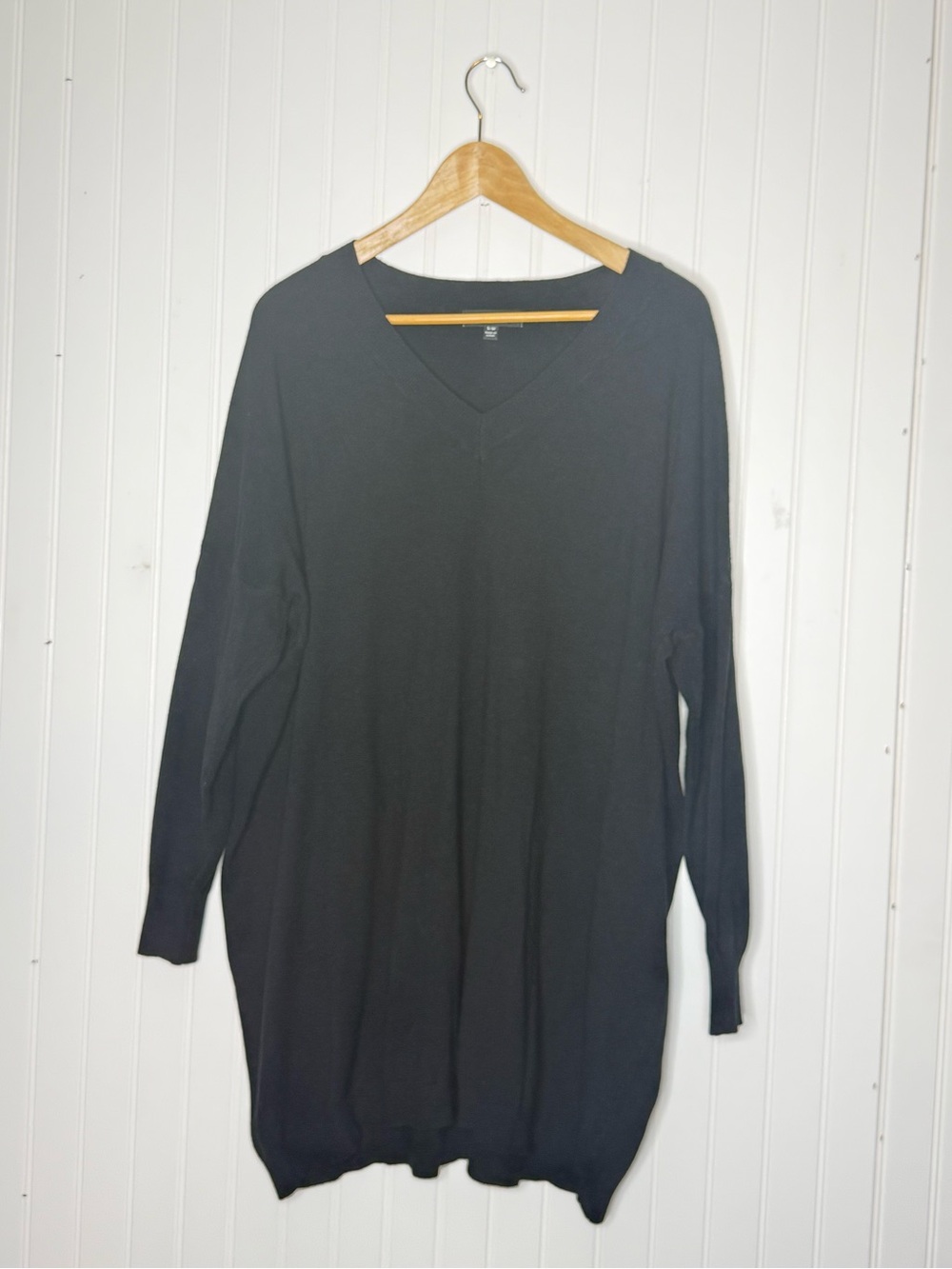 Lulus V Neck Ticket to Cozy Black Oversized Sweater Size Small/Medium